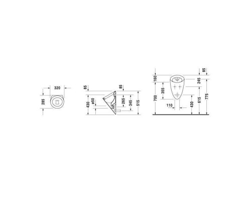 Duravit Starck 1 Писсуар 32х28.5см, скрытый подвод воды, включая крепление, без крышки, цвет: белый. 0834320000