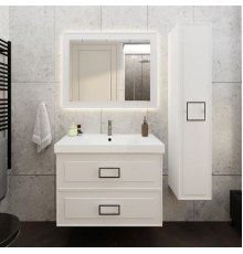 Мебель для ванной комнаты La Fenice Cubo Twin 80 белая, ручки черные