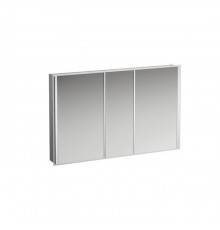 Laufen Frame 25 шкаф зеркальный 120x15x75cм/, алюминий, 3 дверцы с зеркалом с 2х сторон, сенс. выкл., 2 розетки, 4 верт-х эл-та LED-подсветки (регул-ая яркость), без окружающего освещения (внизу), цвет: белый глянцевый