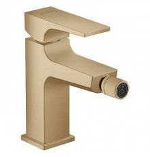 Hansgrohe Metropol Смеситель для биде, на 1 отв, с донным клапаном, излив: 12.9см, цвет: шлифованная бронза. 32520140