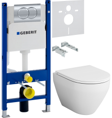 Комплект Унитаз подвесной AM.PM Spirit V2.0 с микролифтом + Инсталляция Geberit Duofix Delta 458.149.21.1 с кнопкой смыва, хром + Шумоизоляция 156.050.00.1