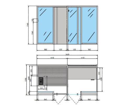 Effegibi Yoku SH Door СаунаХаммам 342x170х214см, угловая Dx, цвет: чёрный орех/Fior di Bosco Tortora. YO 20 32 0002 Effegibi Yoku SH Door СаунаХаммам 342x170х214см, угловая Dx, цвет: чёрный орех/Fior di Bosco Tortora. YO 20 32 0002