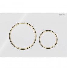 Geberit Sigma20 Клавиша для двойного смыва, круглая, цвет: белый/позолота. 115.882.KK.1