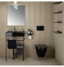 Laufen Kartell Раковина 60х46х12 см, с 1 отв., без перелива, полка справа, цвет: черный глянцевый. 8.1033.4.020.111.1