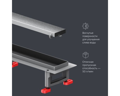 W01SC-U11-090-04SB Трап для душа линейный, универсальный затвор Tile, 90 см W01SC-U11-090-04SB Трап для душа линейный, универсальный затвор Tile, 90 см