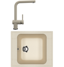 Комплект Мойка кухонная Ulgran U-604 -328 бежевая + Смеситель U-022 бежевый