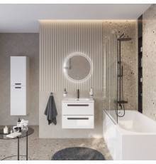 Мебель для ванной комнаты Cezares Eco Cer-N 60, bianco lucido, раковина Duet 60, ручки матовые черные