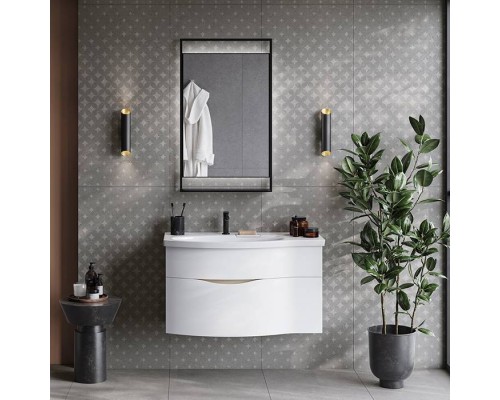 Kerama Marazzi Riva Тумба подвесная 100см, левая, с раковиной, цвет: белый матовый. RV.wb.100Lh,  RV.100Lh\WHT.M
