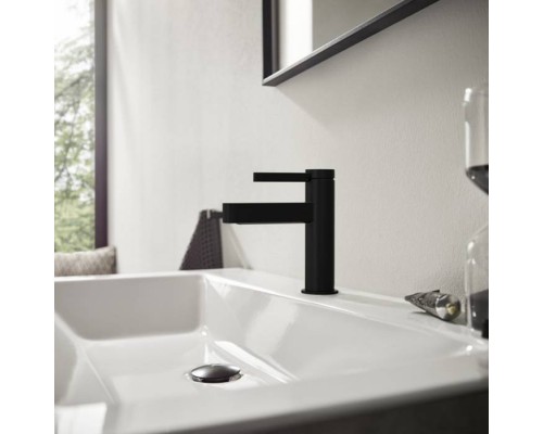 Hansgrohe Finoris Смеситель для раковины, 1 отв., с донным клапаном, цвет: черный матовый. 76020670 Hansgrohe Finoris Смеситель для раковины, 1 отв., с донным клапаном, цвет: черный матовый. 76020670