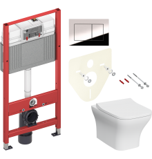 Комплект Унитаз подвесной VitrA Zentrum Square 7484B003-0075 безободковый + Крышка Integra Square 191-003-009 с микролифтом + Инсталляция TECE Now 9400412 4 в 1 с кнопкой смыва