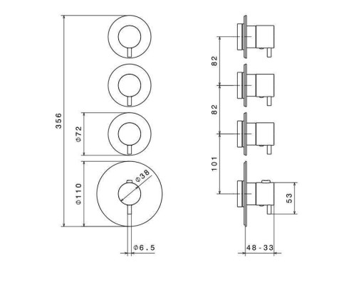 Newform XT Смеситель для душа, встраиваемый, термостатический, с 3мя вентилями, цвет: хром. 67600E.21.018