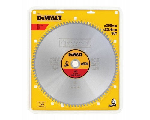 Диск пильный DeWalt твердосплавный 355х25.4 мм, 90 зубьев METAL CUTTING DT1927 Диск пильный DeWalt твердосплавный 355х25.4 мм, 90 зубьев METAL CUTTING DT1927