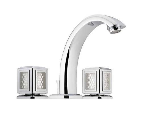 THG Metropolis cristal clair Смеситель для раковины, 3 отв., цвет: хром/прозрачный хрусталь. A2A-A02-151
