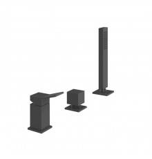 Gessi Rettangolo K Смеситель для ванны, 3 отв., с переключателем и ручным душем, цвет: black XL. 53043#299