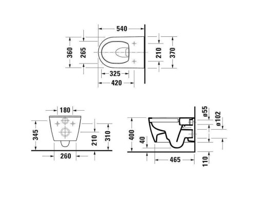 Duravit Soleil by Starck Унитаз 37х54см., подвесной, безободковый, Weiszlig; Hochglanz, HyG, цвет: белый. 2591092000