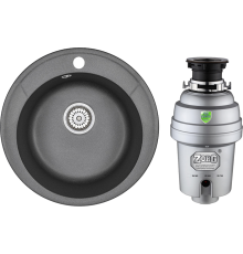 Комплект Мойка кухонная Granula Standart 4802, черный + Измельчитель Zorg Inox D ZR-56 D