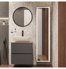 Мебель для ванной комнаты STWORKI Колдинг 60 антрацит, с раковиной 50 Square, столешница орех матовый
