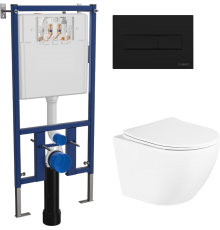 Комплект Унитаз подвесной BelBagno Uno BB3105CHR/SC + Инсталляция DIWO 4501 + Кнопка 7323 черная матовая