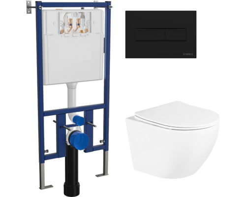 Комплект Унитаз подвесной BelBagno Uno BB3105CHR/SC + Инсталляция DIWO 4501 + Кнопка 7323 черная матовая Комплект Унитаз подвесной BelBagno Uno BB3105CHR/SC + Инсталляция DIWO 4501 + Кнопка 7323 черная матовая