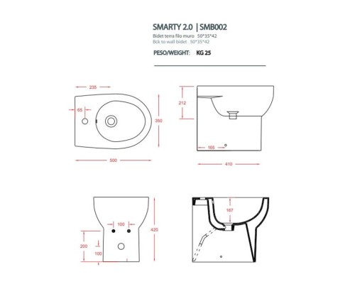 ARTCERAM/HIDRA SMARTY Биде напольное 35х50 см, без крепежа, с 1 отв под смеситель, цвет: белый. ACA020, SMB002 01 00bi*0 ARTCERAM/HIDRA SMARTY Биде напольное 35х50 см, без крепежа, с 1 отв под смеситель, цвет: белый. ACA020, SMB002 01 00bi*0