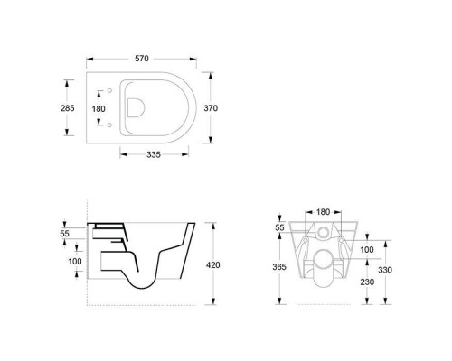 Alice Hide Round Унитаз 57х37см., подвесной, безободковый, с сиденьем и крышкой с микролифтом, с набором для крепления, цвет: белый глянцевый. 31170101SET