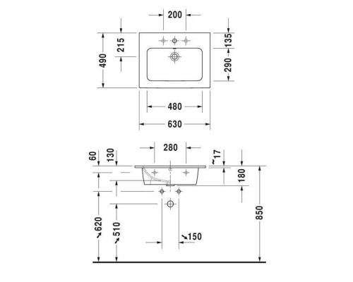 Duravit ME by Starck Раковина 63x49 см, 1 отв., цвет: белый. 2336630000