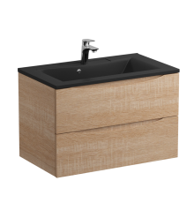 Тумба с раковиной BelBagno Marino 80, подвесная, rovere bianco, черная раковина