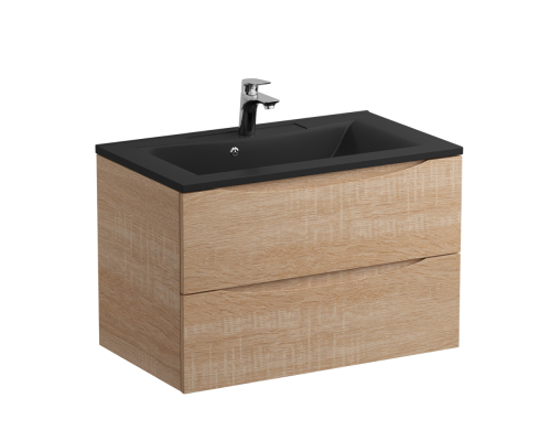Тумба с раковиной BelBagno Marino 80, подвесная, rovere bianco, черная раковина Тумба с раковиной BelBagno Marino 80, подвесная, rovere bianco, черная раковина