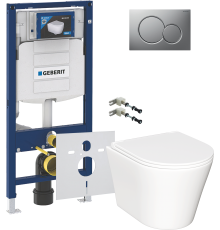Комплект Унитаз подвесной Ceramicanova Forma CN3011 с микролифтом + Крепления Geberit Duofix 111.815.00.1 к стене + Шумоизоляция 156.050.00.1 + Инсталляция UP 320 111.300.00.5 + Кнопка Sigma 01 115.770.JQ.5 лакированная, матовый хром