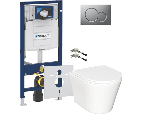 Комплект Унитаз подвесной Ceramicanova Forma CN3011 с микролифтом + Крепления Geberit Duofix 111.815.00.1 к стене + Шумоизоляция 156.050.00.1 + Инсталляция UP 320 111.300.00.5 + Кнопка Sigma 01 115.770.JQ.5 лакированная, матовый хром