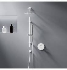 Душевая система с тропическим душем Damixa Scandinavian Pure 936530000 хром, скрытого монтажа, смеситель для 2 потребителей, верхний душ, встраиваемый душевой комплект, штанга, гарантия 10 лет, Дания