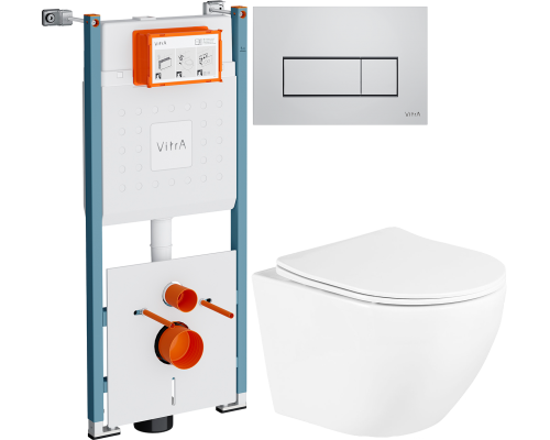 Комплект Унитаз подвесной BelBagno Uno BB3105CHR/SC + Инсталляция VitrA V-Fix Core 732-5800-01PV + Кнопка Root Square 740-2380 хром Комплект Унитаз подвесной BelBagno Uno BB3105CHR/SC + Инсталляция VitrA V-Fix Core 732-5800-01PV + Кнопка Root Square 740-2380 хром