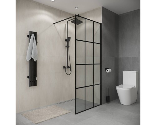 Душевая перегородка Niagara Eco NG-552-80 BLACK, 80х190, профиль черный, стекло прозрачное