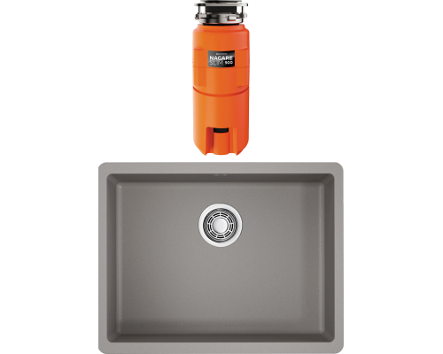 Комплект Мойка кухонная Omoikiri Kata 54-U-GR leningrad grey + Измельчитель Nagare slim 900