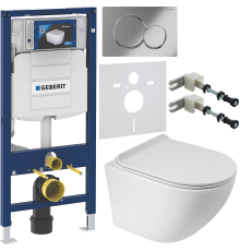 Комплект Унитаз подвесной BelBagno Sfera-r + Крышка BB901SC с микролифтом + Инсталляция Geberit Duofix UP 320 111.300.00.5 + Кнопка Sigma 01 115.770.21.5 хром + Крепления 111.815.00.1 к стене + Звукоизоляция