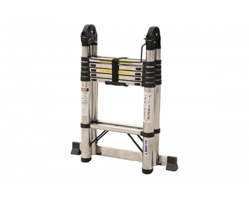 Лестница Алюмет 1,9*6 стальная телескопическая двухсторонняя с шарниром