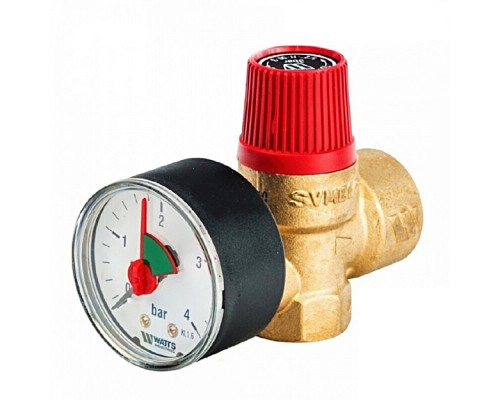 Клапан предохранительный мембранный Watts SVM 30 1/2 х3/4 PN3 бар с манометром. 10004648 Клапан предохранительный мембранный Watts SVM 30 1/2 х3/4 PN3 бар с манометром. 10004648
