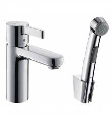 Hansgrohe Metris S Смеситель для раковины, на 1 отв., с ручным душем и настенным держателем, цвет: хром. 31160000