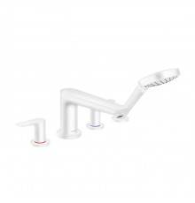 Hansgrohe Talis E Смеситель на борт ванны, на 4 отв, с ручным душем, излив 196мм, цвет: белый матовый. 71748700