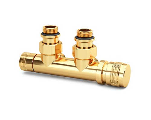 Узел нижнего подключения SR Rubinetterie угловой 1/2 х3/4 Е Золото (правый) 0681-1500D0E0