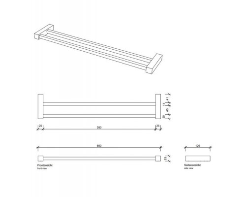 Decor Walther Corner HTD60 Полотенцедержатель 60см, двойной, подвесной, цвет: хром. 0560400 Decor Walther Corner HTD60 Полотенцедержатель 60см, двойной, подвесной, цвет: хром. 0560400