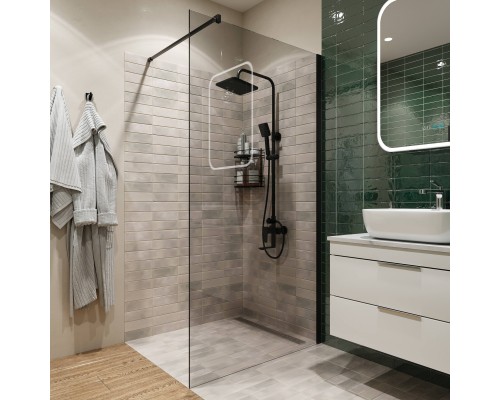 Душевая перегородка DIWO Орёл 100 см, профиль черный матовый