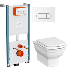Комплект Унитаз подвесной VitrA Valarte 7805B003-0075 + Крышка 124-003-009 с микролифтом + Инсталляция V-Fix Core 732-5800-01PV + Кнопка Root Round 740-2200 белая глянцевая