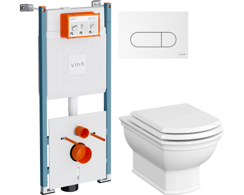 Комплект Унитаз подвесной VitrA Valarte 7805B003-0075 + Крышка 124-003-009 с микролифтом + Инсталляция V-Fix Core 732-5800-01PV + Кнопка Root Round 740-2200 белая глянцевая Комплект Унитаз подвесной VitrA Valarte 7805B003-0075 + Крышка 124-003-009 с микролифтом + Инсталляция V-Fix Core 732-5800-01PV + Кнопка Root Round 740-2200 белая глянцевая