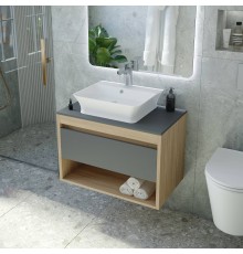 Тумба с раковиной Teymi Ritta 65, дуб эврика, матовый графит, раковина Aina 49