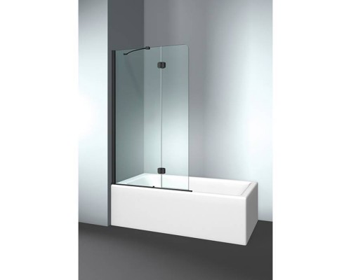 VismaraVetro Шторка на ванну PV 64х150Hсм, размер 100-102(60+40)см, SX (левая), стекло Transparent 04, Matt Black 09, петли С67 внутр. открытие, TPA. VPV040906401500ST