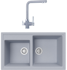 Комплект Мойка кухонная TopZero TopGran Demi 860.500 20-49 titan 49 + Смеситель Alphons titan 49