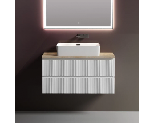 Тумба с раковиной Sancos Snob T 100 см, bianco, столешница бежевая, раковина CN5025