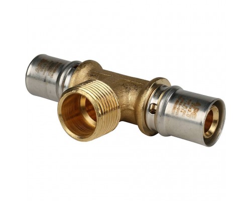 Тройник-переходник STOUT с наружной резьбой 20х3/4 х20 для металлопластиковых труб прессовой (SFP-0008-203420)