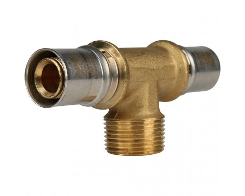 Тройник-переходник STOUT с наружной резьбой 20х3/4 х20 для металлопластиковых труб прессовой (SFP-0008-203420)